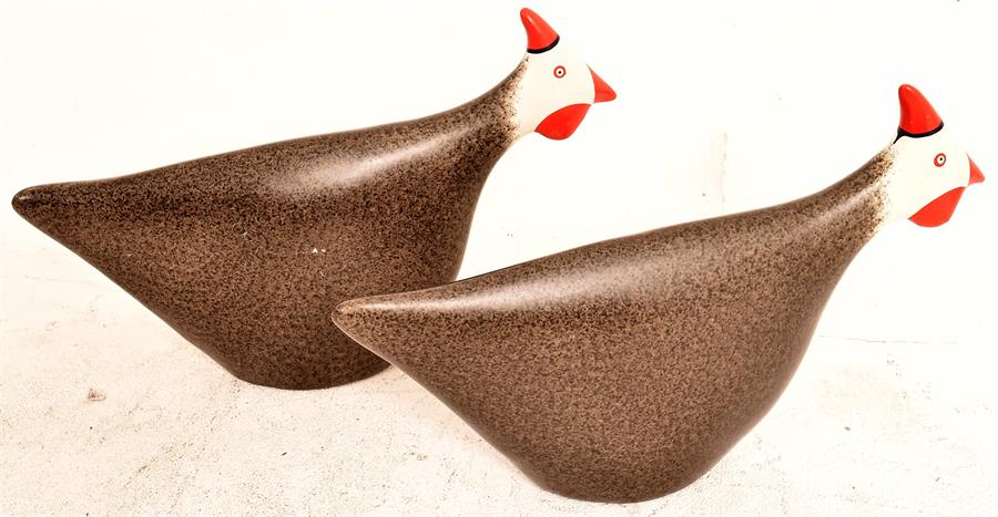 Pair Guinea Fowl, Ceramic