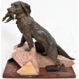 Bronze Retriever with find on Marble Base
