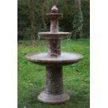 Sculpture, Huge marble three tier fountain, Portuguese Rosa marble