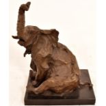 Bronze Seated Elephant Sculpture