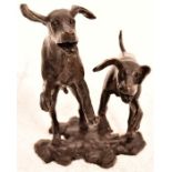 Leaping Dogs, Bronze Sculpture