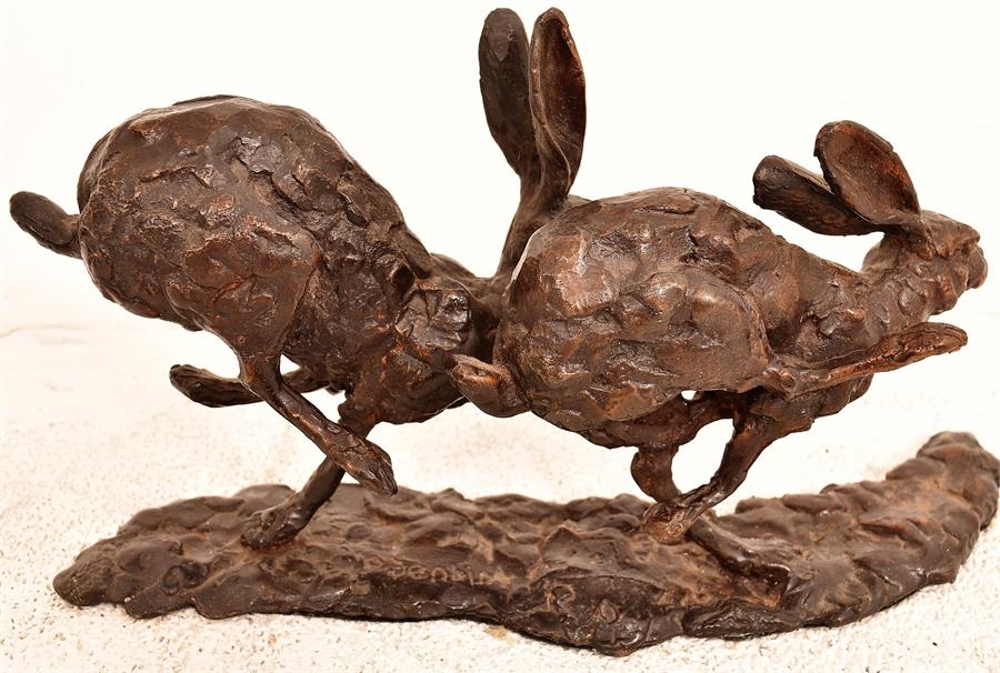 Paul Jenkins, Running Hares, Bronze Sculpture - Image 3 of 3