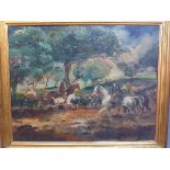 Early 20th Century British School, Horse Riders in the Park, oil on canvas,