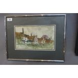 Ray Evans (20th Century British school), Saint Cross Village, watercolour, signed lower right,