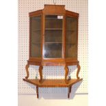 Apprentice piece glass fronted cabinet, inlaid walnut with display shelf,