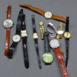 A collection of eleven various wrist watches.