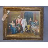 Late 19th / early 20th Century school, An Elizabethan Dining Scene, watercolour.