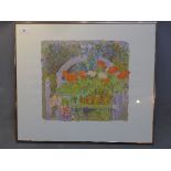 Nicholas Verrall (20th Century British school), Flowers, lithograph,