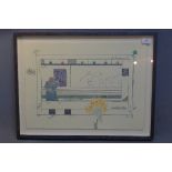 A signed artist's proof lithograph, 1987, depicting abstracted scene with figures,