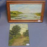 Len Blackman, landscape, oil on board, 39 x 29cm, together with a maritime oil on board, signed,