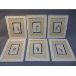 A set of six 19th century Chinese rice paper paintings of children playing,
