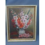 Early 20th century Continental school, still life of flowers, oil on canvas, signed,