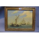 An early 20th Century oil on canvas depicting a maritime scene indistinctly signed lower right,
