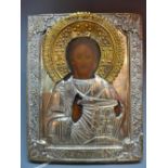 A Russian icon depicting Christ Pantocrator,