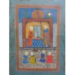 18th century Indian school, Men in a Temple Scene,