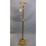 A Victorian brass telescopic standard oil lamp (missing one foot)