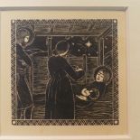 After Eric Gill, Nativity with Midwife, S Joseph Starding, wood engraving, limited edition 400,