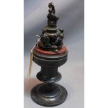 WITHDRAWN-A 19th century French marble urn with bronze finial of putti, H.
