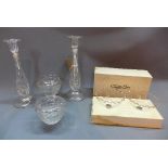 A pair of 1930's clear crystal glass candlesticks designed by Constance Spry for Royal Brierley