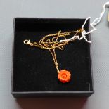 Pearl & Queenie Coral Florica Necklace on silver gilt chain,
