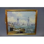 20th Century British school, 'Thames And Tower Bridge', oil on canvas, signed,