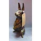 A 20th century cast bronze study of a hare H-31cm