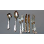 A collection of silver plated cutlery, most matching