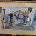 Lucy Willis (British, b. 1954), a North African street scene, watercolour, signed and dated 1991