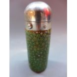 A Victorian shagreen scent bottle, having silver top, London 1877, bears makers mark WD, retailed by