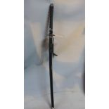 A reproduction Japanese Samurai Sword, in scabbard, L. 102cm