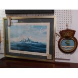 After Robert Taylor, 'H.M.S. Belfast', first edition print, signed by Admiral Sir Frederick Parham