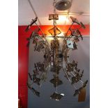 An Italian chrome and glass Mazzega chandelier, H. 50cm