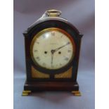 A Regency mahogany bracket clock, double fusee movement, back plate engraved Thomas King, Isle of