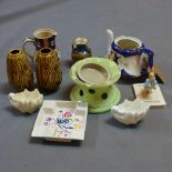 A collection of ceramics to include a Poole ashtray, a Beswick peter rabbit figure and a Spode vase.