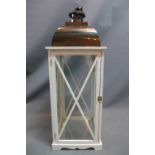 A large white painted pine storm lanterns, H:90cm