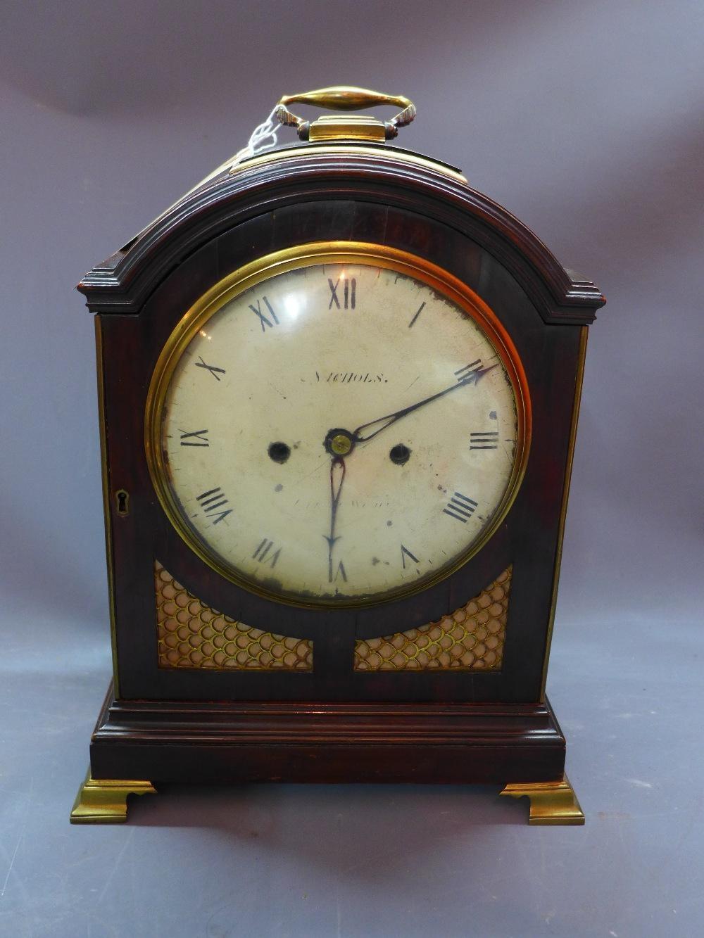 A Regency mahogany bracket clock, double fusee movement, back plate engraved Thomas King, Isle of - Image 2 of 3