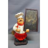 A cafe menu display in the form of a chef, H. 81cm