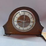 A mid 20th century Benting oak mantle clock, eight day movement, the silvered chapter ring with