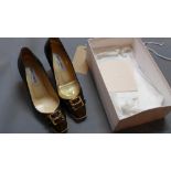 A pair of Jimmy Choo 'Pearlized Patent Bronze' high heels, size 37.5