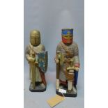 Two plaster figural studies of knights, H. 45cm