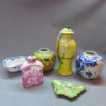 A collection of late 19th/ early 20th century Chinese porcelain to include a faille verte vase and