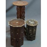 Three Islamic hardwood jardiniere stands