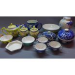 A collection of 20th century chinese ceramics to include a tea pot, vases, bowls etc