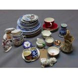A collection of porcelain to include plates, side plates, bowls, a dish, a Shelley porcelain milk
