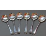 A set of six silver soup spoons, rattail pattern, United Cutlers Ltd, Sheffield 1993, total weight