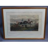 After Ben Herrend, 'Over a Fence in Good Style', horse riders jumping a fence, coloured engraving,