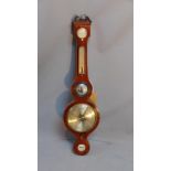 A 19th century mahogany banjo barometer by John Stopant of Sheffield, 8 inch silvered dial, the