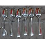 Six Walker & Hall silver spoons, rattail pattern, hallmarked Sheffield, approx. 14.5 troy ounces