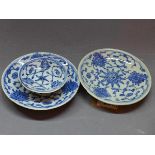 Two Ch'ing Dynasty blue and white porcelain plates, from the reign of Emperor Tung-Chih (1862-1874),