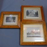 Three 19th century prints of Chiswick in maple frames.